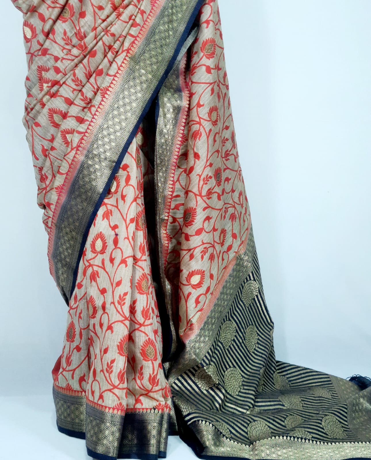 Fancy silk pashmina work saree