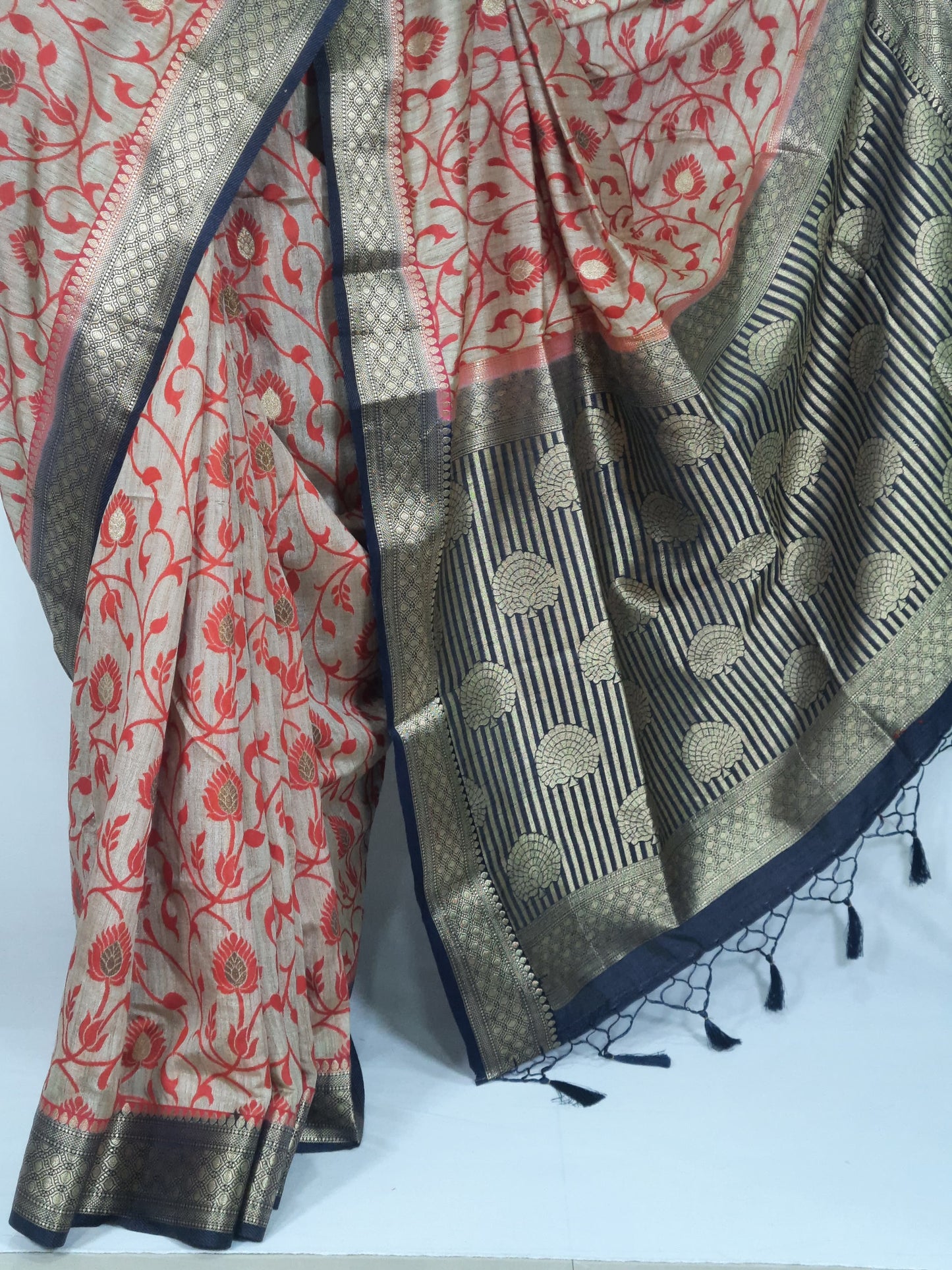 Fancy silk pashmina work saree